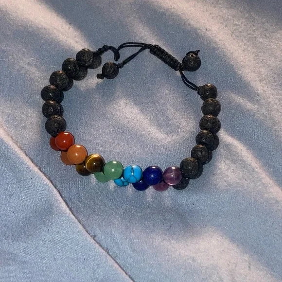 Chakra 7 Color Stone Double Bracelet - Picture 2 of 6